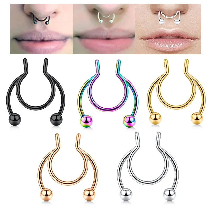 Body Jewelry Nose Ring - U-образное искусственное кольцо в носу, хип-обруч,