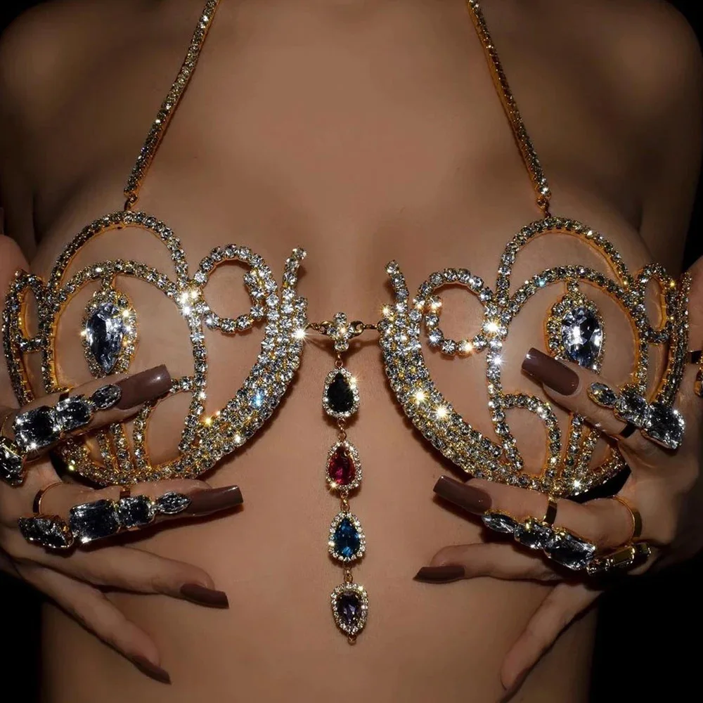 Body Jewelry Harness - Роскошный женский бюстгальтер-бикини с геометрическим рисунком