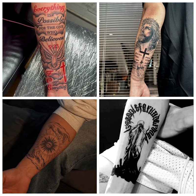 Body Jewelry Tattoo - Временные татуировки с крестом Иисуса, библейская