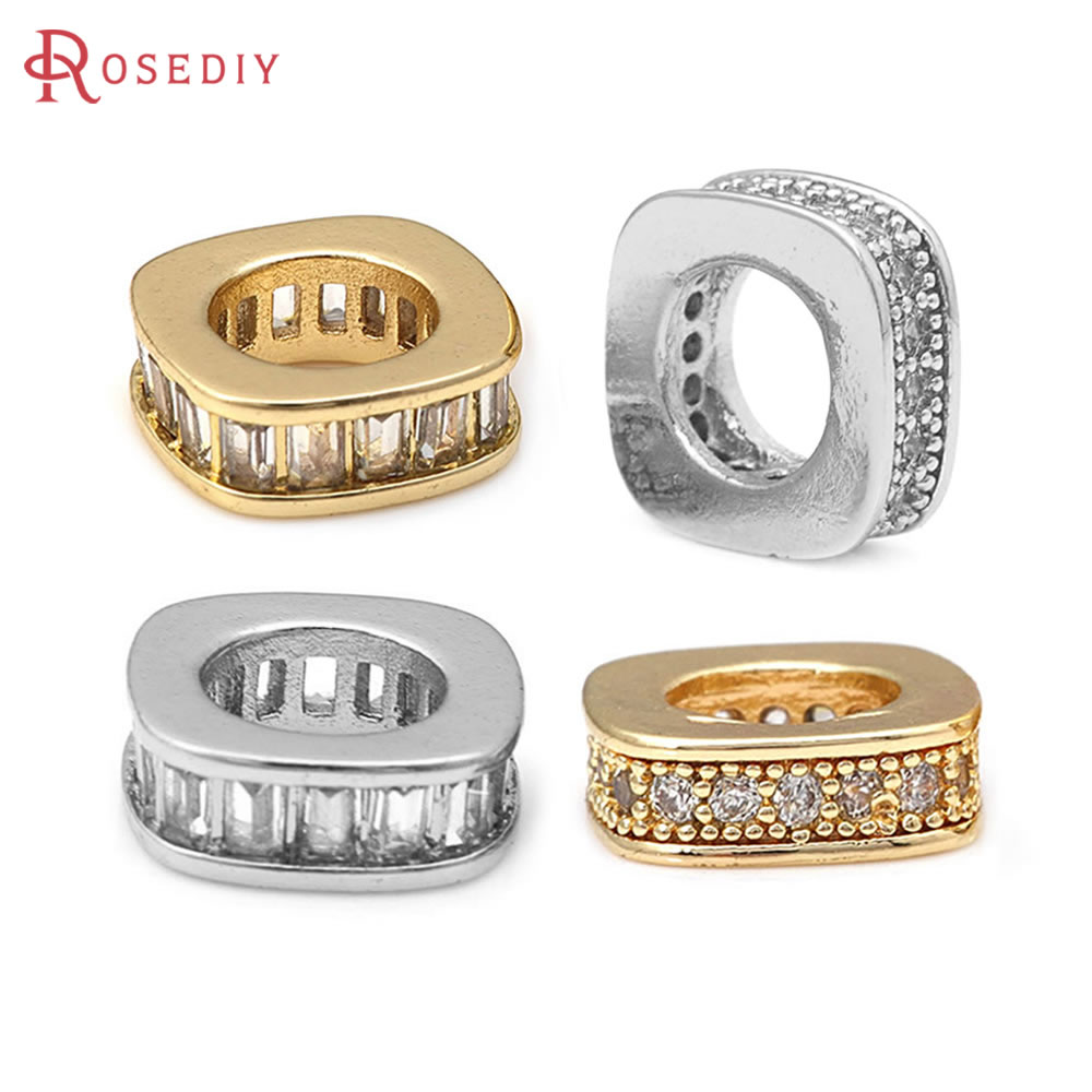 Body Jewelry Diy - Латунные и циркониевые бусины-разделители квадратной и